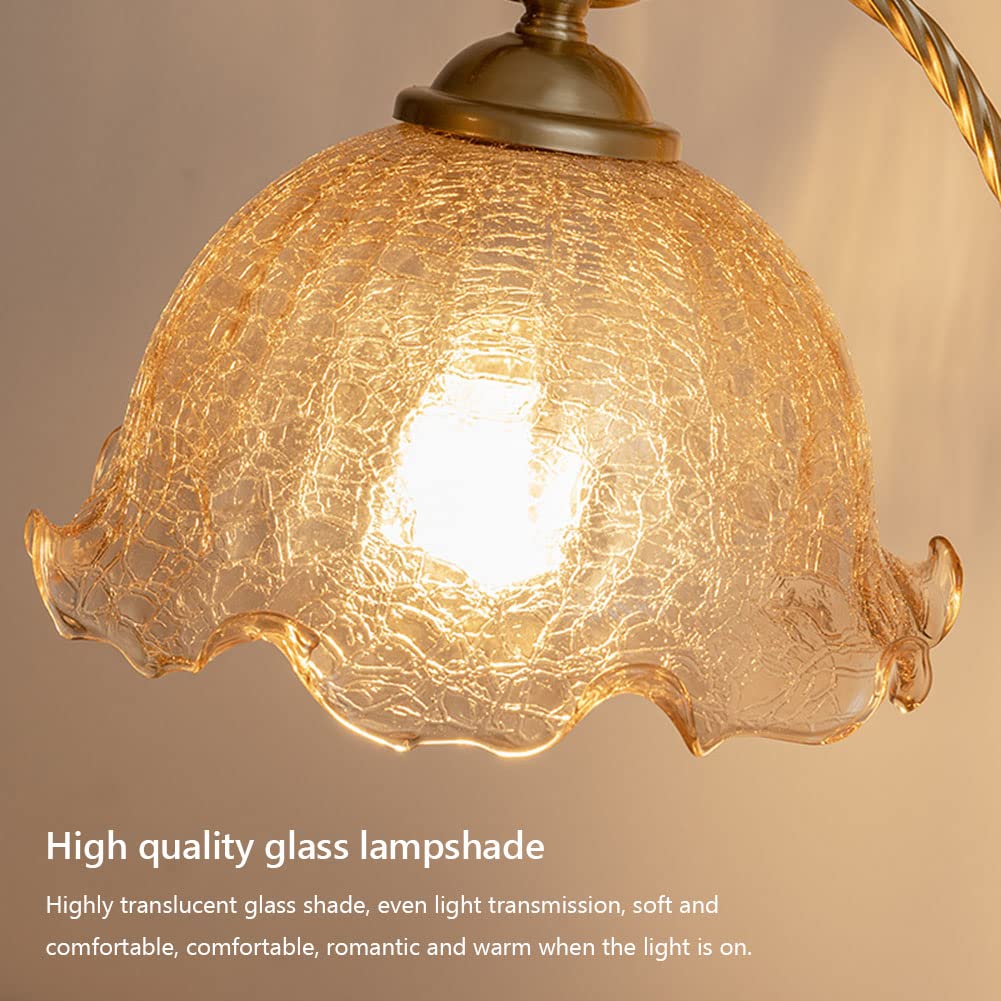Weinlese Massivholz Schreibtischlampe Glas Tischlampe Kleines Mädchen Schlafzimmer Lampe für Nachttisch Wohnzimmer Studie Kinderzimmer Student Dorm Nachttischlampe