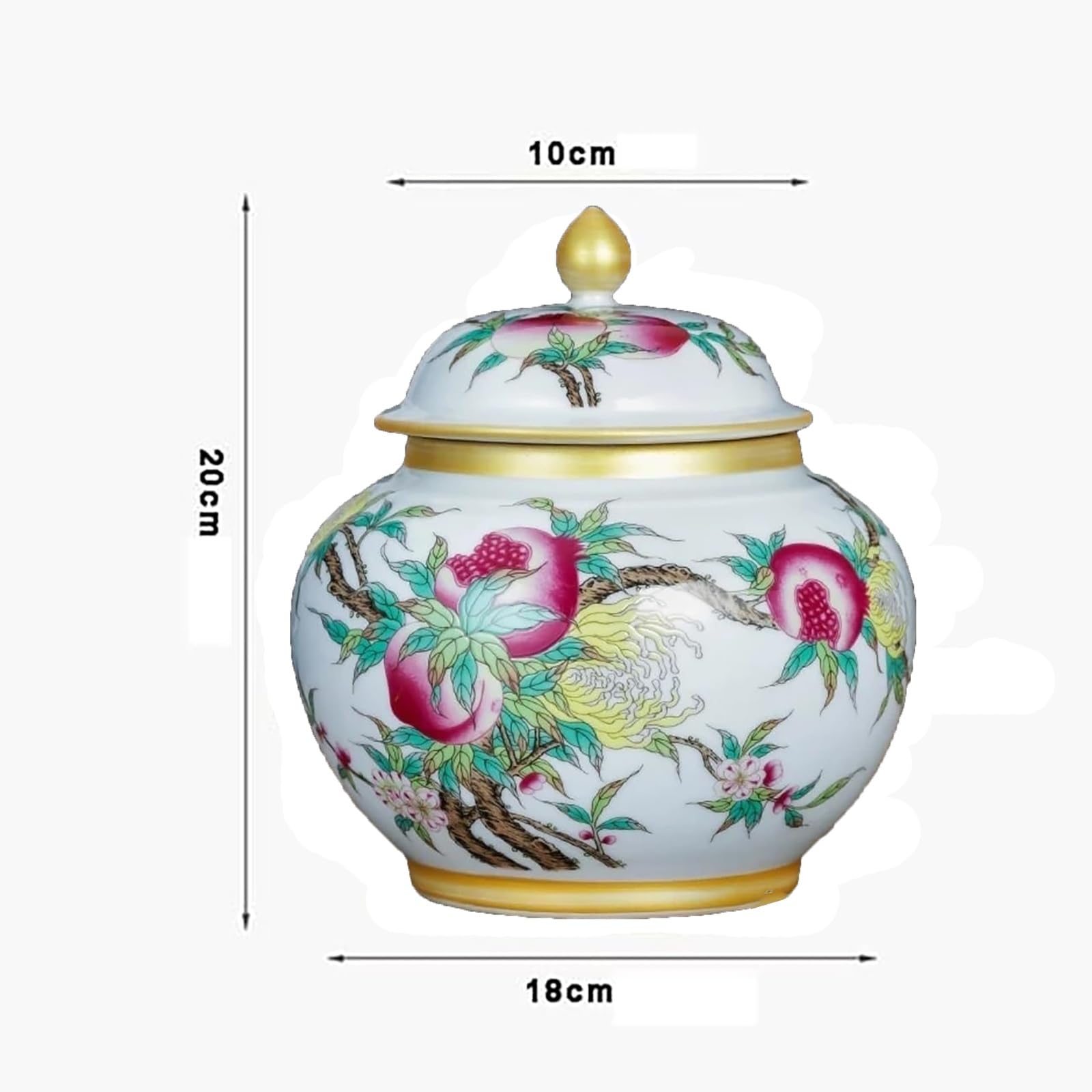 Ozdobny ceramiczny słoik na imbir w stylu vintage, tradycyjny chiński pojemnik na herbatę z pokrywką, dekoracyjny porcelanowy pojemnik do przechowywania, idealny do sypialni lub kuchni.(A)