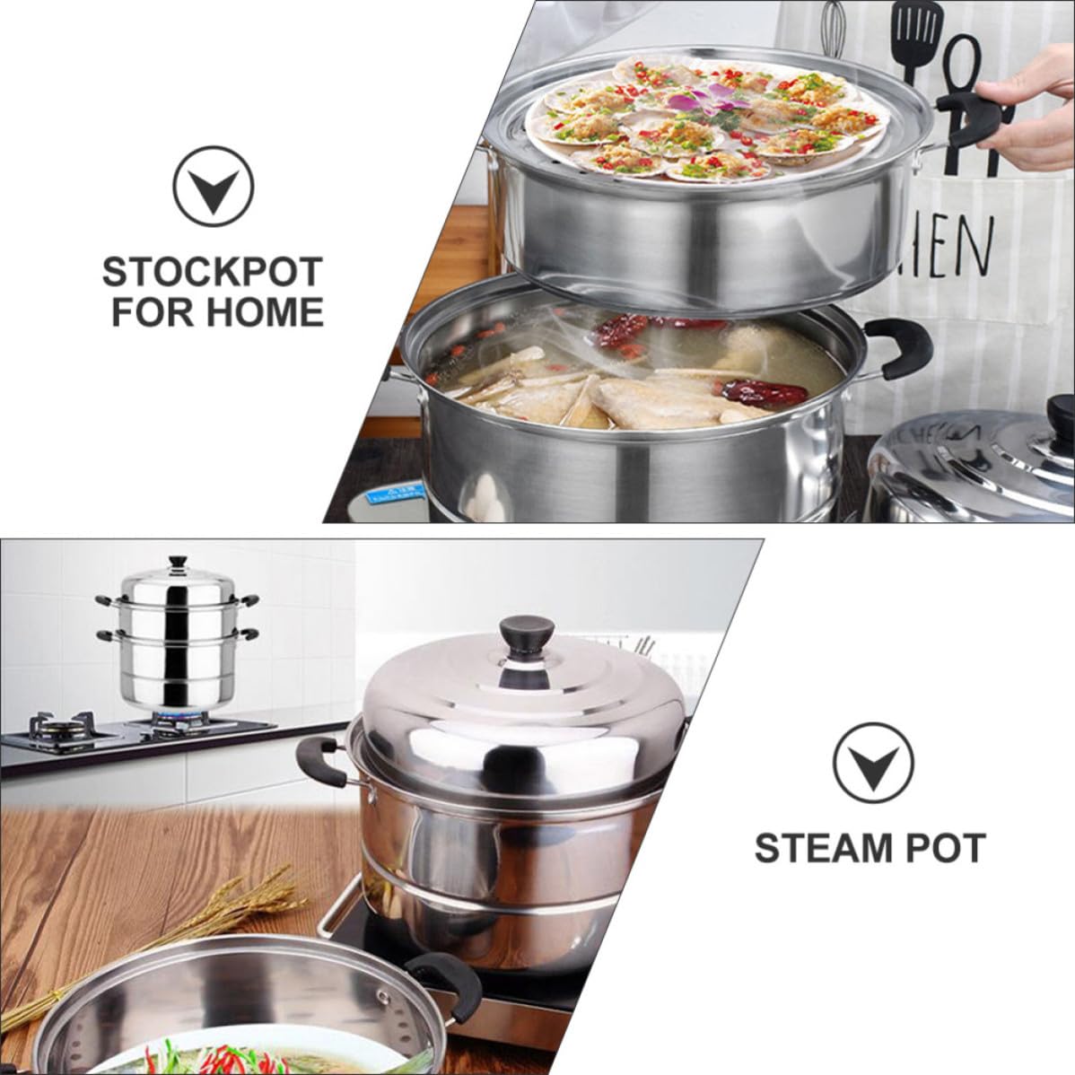 Acero Inoxidable Olla de Vapor de 3 Niveles para Cocina Casera