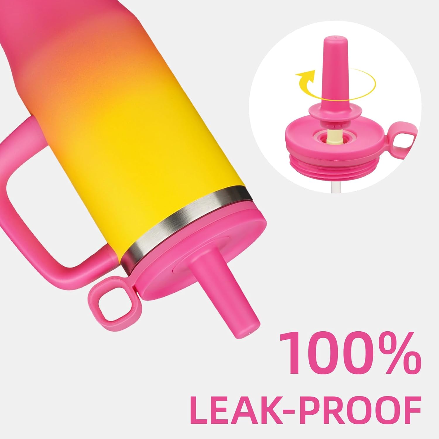 BJPKPK Insualted Tumblers with Handle and Straw 40oz Stianless Steel Travel Coffee Mug Thermal Cups with Lid,Rainbow - Image 3