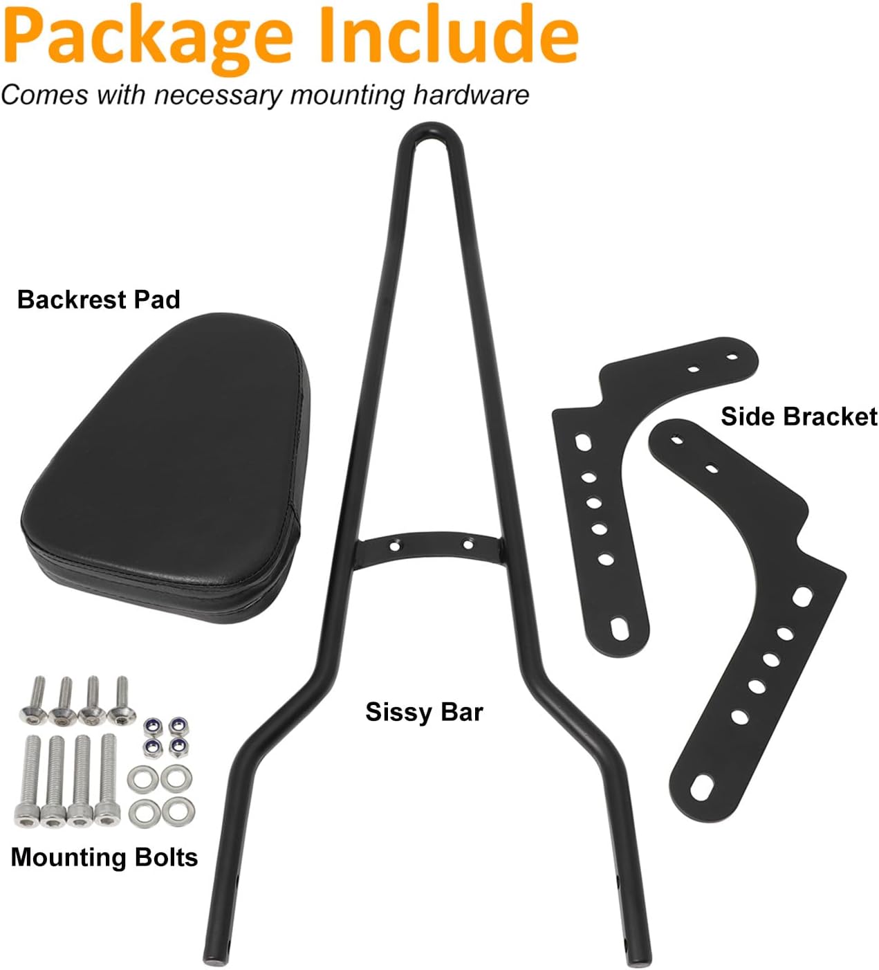 Passenger Tall Sissy Bar Rear Backrest Fit for Harley Nightster 975 RH975 Special RH975s 2022 2023 2024 2025, Black