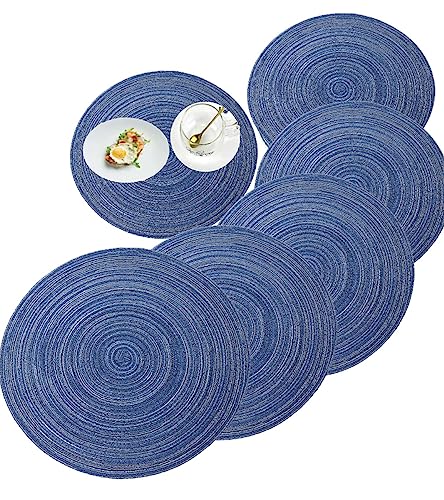 Ecomahrt Round Braided Placemats 15 Inch - Set Of 6 Kitchen Table Placemats - Washable Round Placemats For Home Dinner Holiday Wedding Party #TOP7