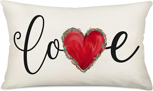 Miniatura 2 de Royalours Fundas de almohada de San Valentín de 12 x 20 pulgadas fundas de almohada lumbar diseño de gnomos rosados diseño de corazón rosa fundas de