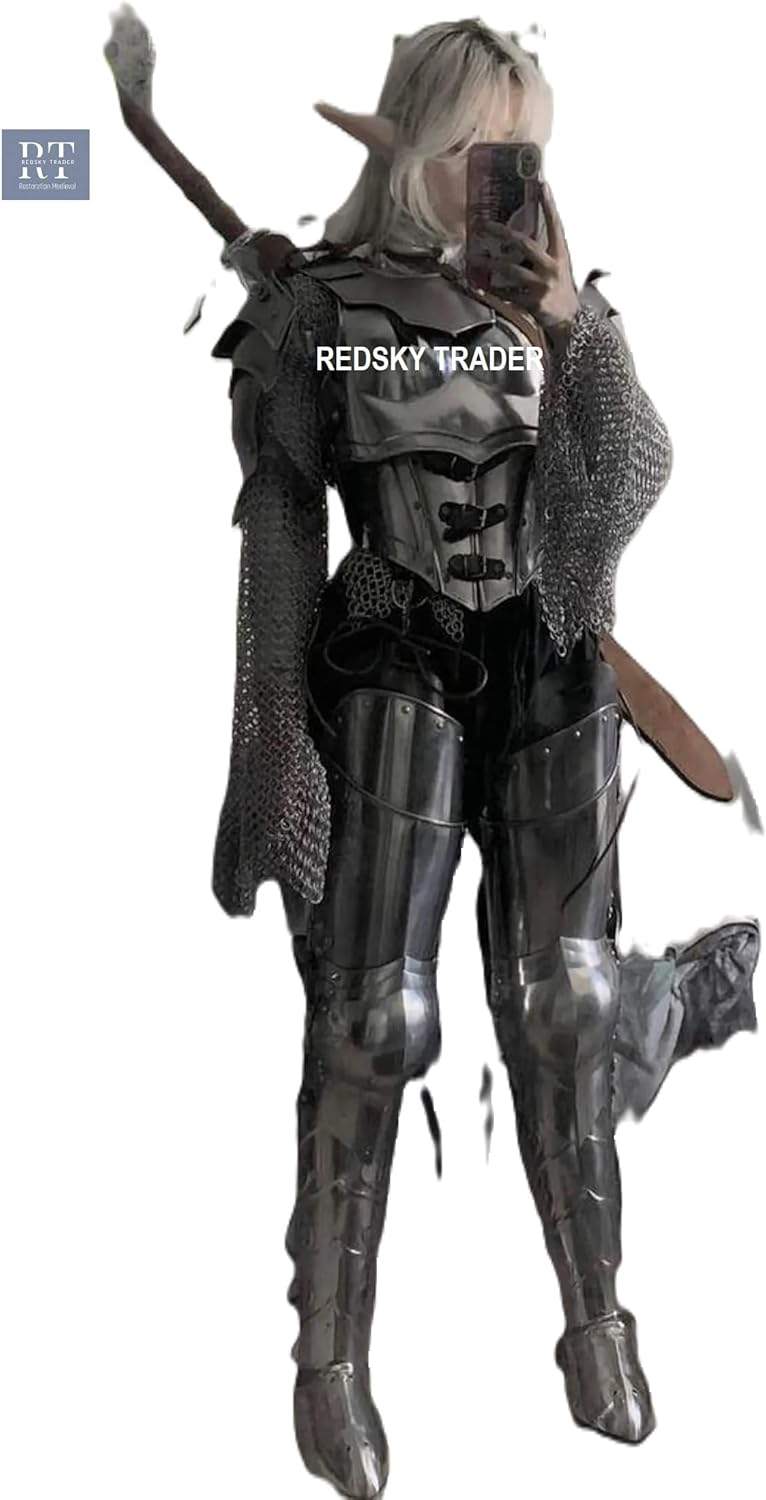 Women's Full Body LARP Armor Set with Chainmail – Fantasy Steel Plate Costume for Cosplay, Roleplay & Renaissance