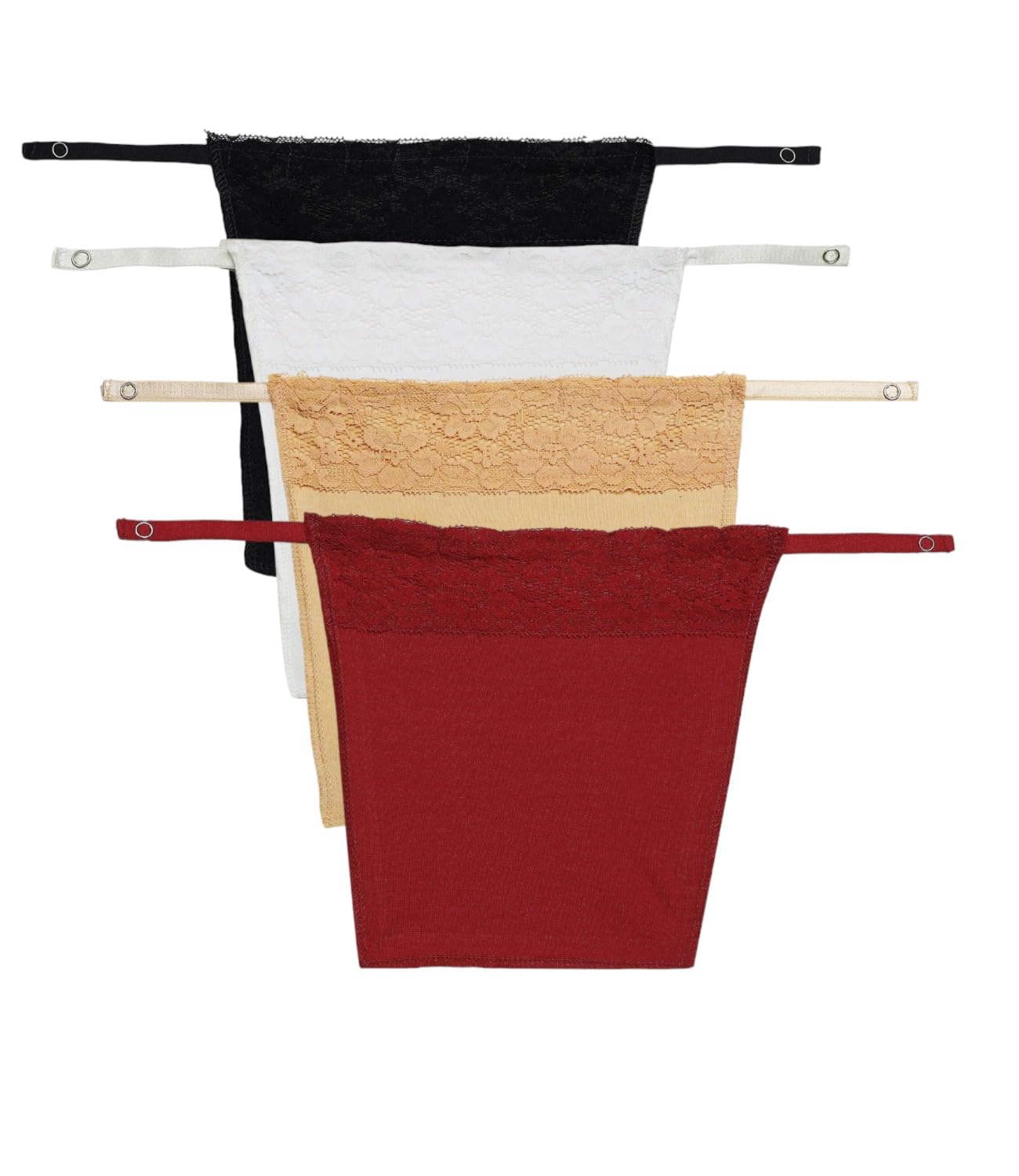 plumbury Women's Cotton Spandex Clip-On Mock Camisole with Lace Camisecret -Set of 4 Black/White/Beige/Maroon (ONE Size)-picture-24