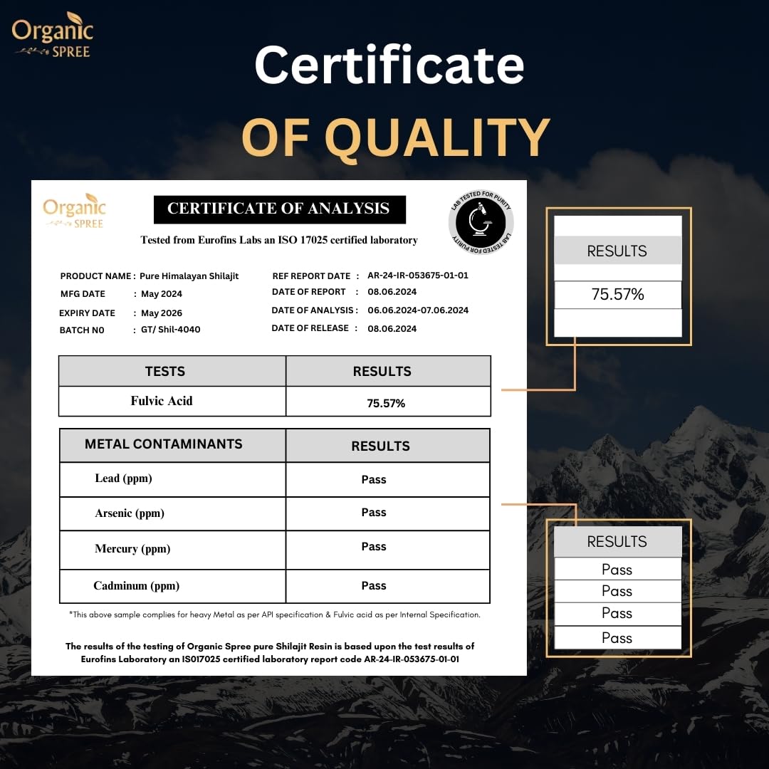 Resina SHILAJIT dell'Himalaya pura Spree biologica 20 g (0,70 once) SHILAJIT resin l Proveniente dall'altitudine più elevata dell'Himalaya l 85+ oligoelementi e 75%+ acido fulvico l 50 porzioni