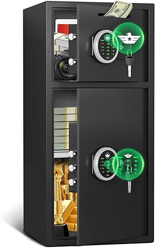 Miniatura 12 de Caja fuerte grande, caja fuerte para el hogar de 5.0 cachorros con llave retroiluminada y estante extraíble, caja fuerte para negocios con alarma