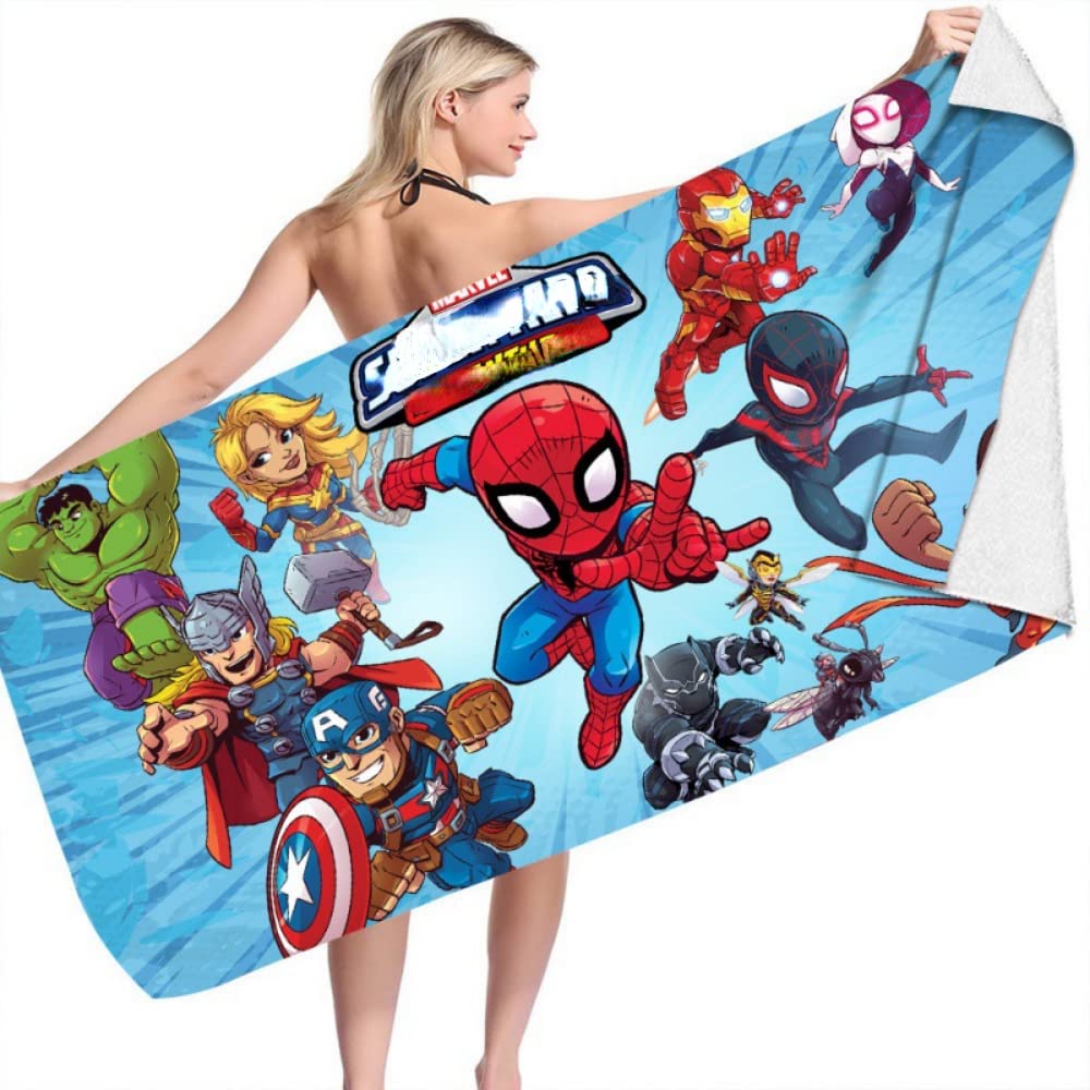 IMFLY Spierman Beach Towel, 70 cm x 140, Bath Towel, Children's Swimming Pool Towel, Beach Towel, Quick Drying, Vengers Shower Towel, Gift for Boys (A, 100 x 200 cm)