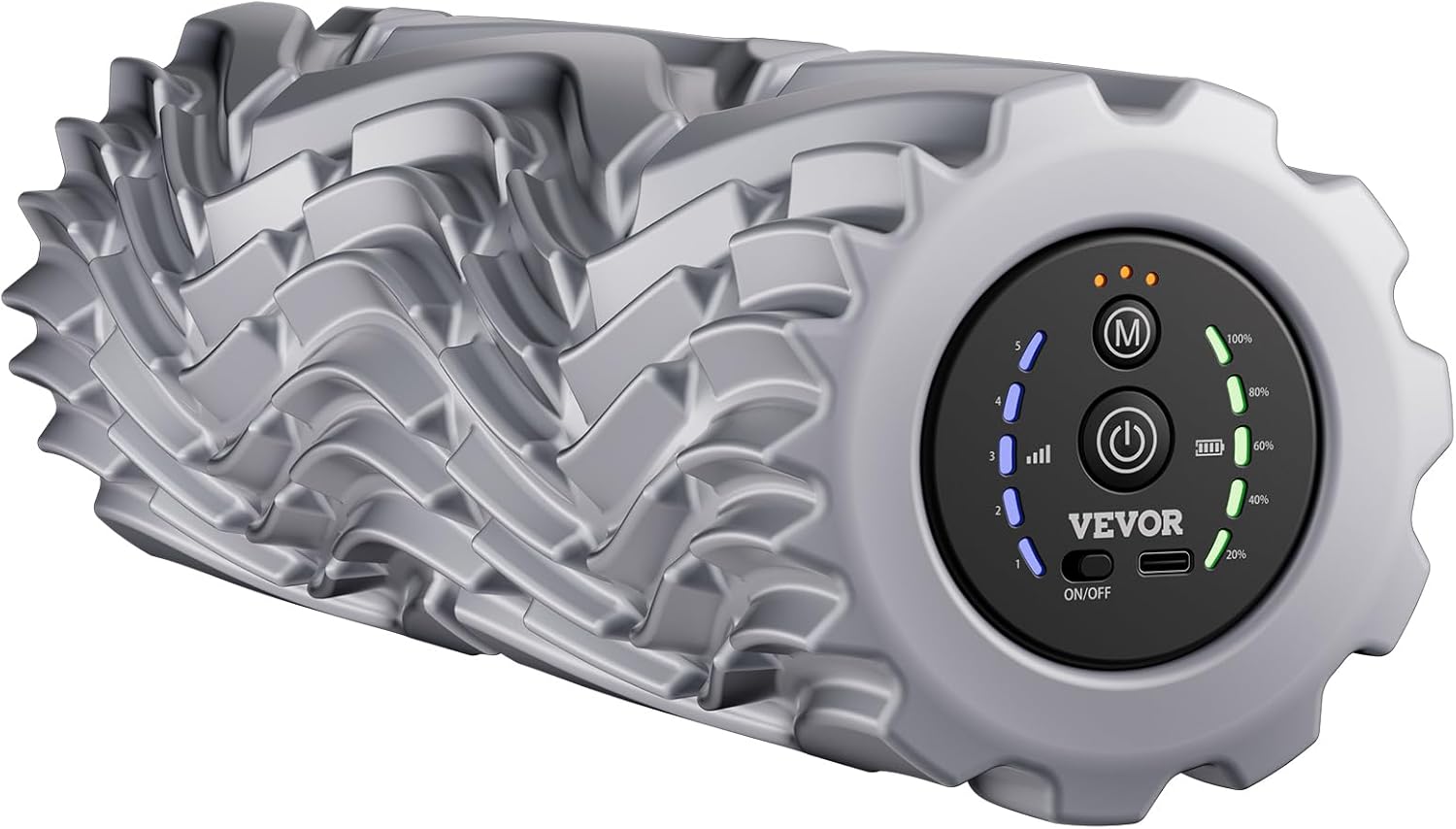 VEVOR Rodillo de espuma vibratoria, rodillo de masaje eléctrico de 5 velocidades, rodillo muscular recargable de 16 pulgadas con 3 modos de