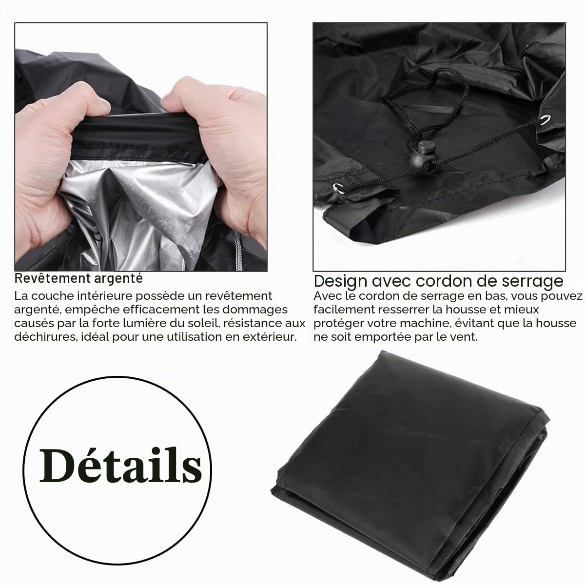 Housse de Tondeuse à Gazon, étanche 210D Oxford avec cordon de serrage et Sac de Rangement,aux intempéries résistant à la déchirure,étanche à la poussière Protection pour Tondeuse