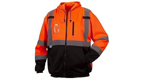 Miniatura 1 de Pyramex RSZH3320X2 RSZH33 Series Sudaderas Clase 3 Premium cremallera sudadera en naranja - 2X grande