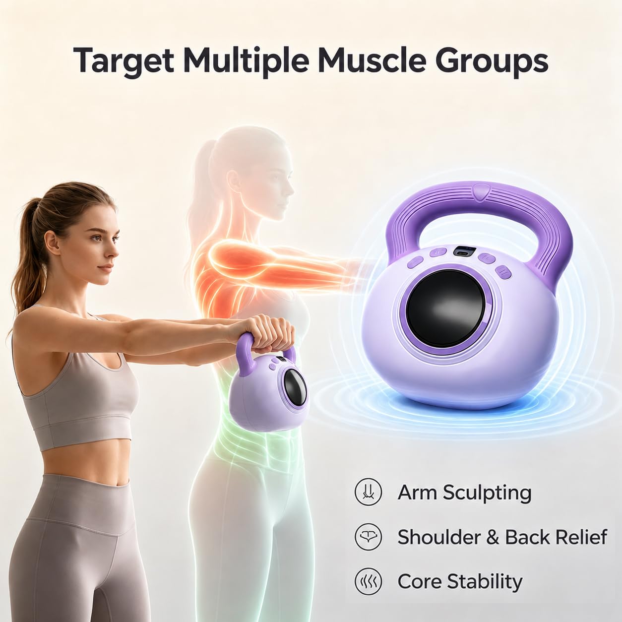 Kettlebell Vibrante Elettrico 1,4 kg con Livelli Regolabili