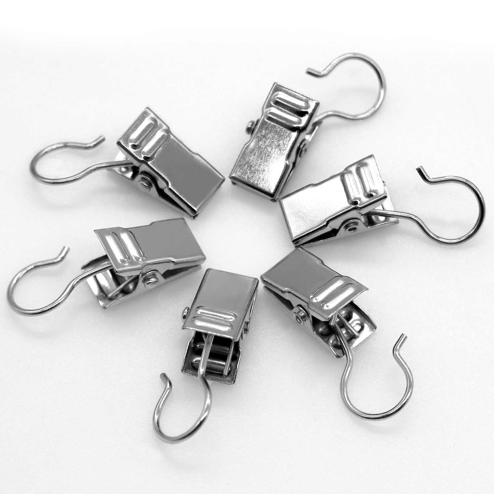 150 Clip Metalliche Per Tende - Acciaio Inox, Con Gancio, Portata 5kg, Multiuso