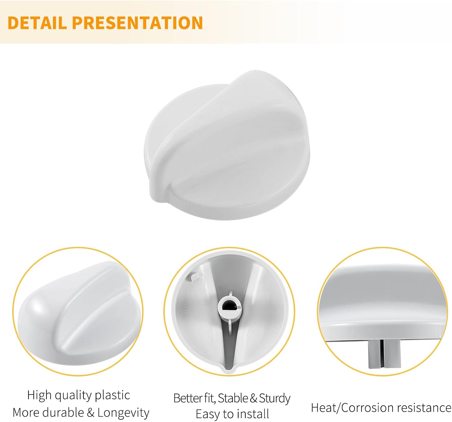 Allstare WB03K10034 Stove knobs Replacement for GE Hotpoint Stove Parts XL44 Oven Knob WB03K10040 General Electric Burner Knob White Plastic Control Knobs GE Cooktop Knobs 4 Pcs