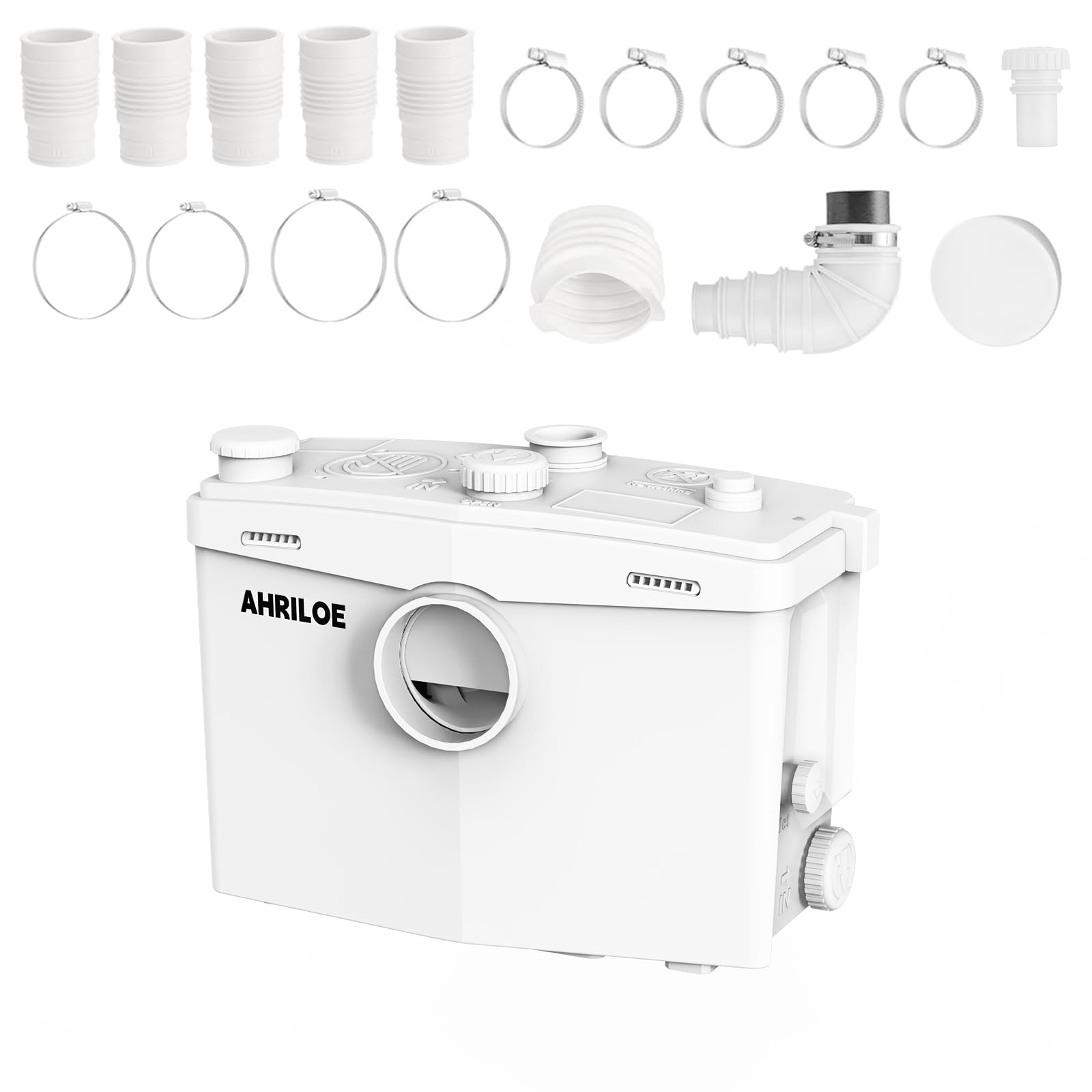 1875W Macerator Pump, 2.5HP Macerating Toilet System with 2 Outlets/4 Inlets, Sewage Pump for Basement, Sink, Toilet, Laundry, Kitchen