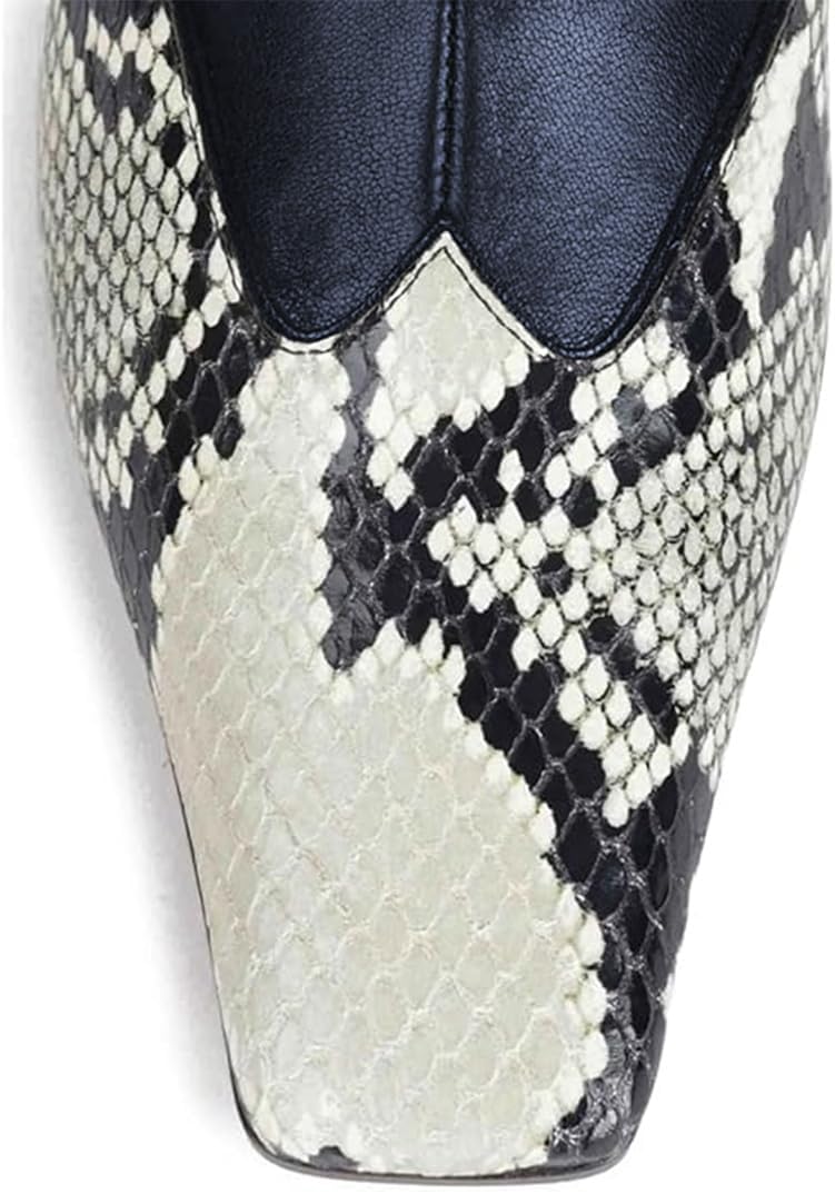Maiyang Women Square Toe Side Zipper Ankle Boots Fashion Low Chunky Heel Stretchy Booties Comfortable Party Casual Dress Short Boot Size 4-16 US