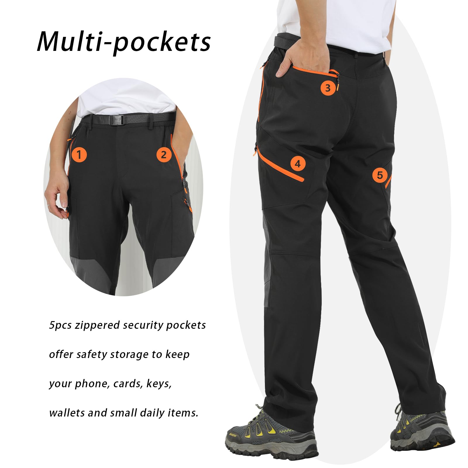 Pantalones de Senderismo para Hombres al Aire Libre Caminando Pantalones Respirables a Prueba de Viento
