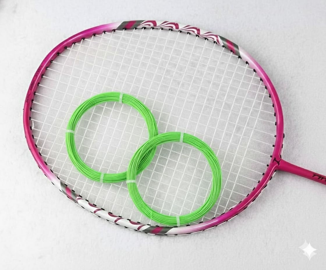 Badminton Racket String, Nylon, Red, 10m Length, 0.72mm Diameter, High Flexibility, Durable (2/Units)