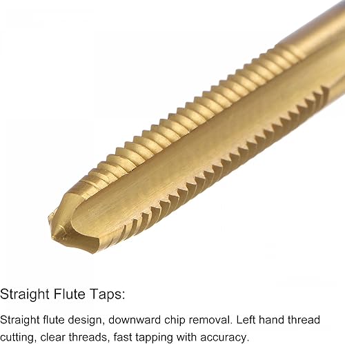 Miniatura 3 de uxcell Grifos rectos de flauta, M6 x 1 Métrica izquierda mano izquierda recubierto de titanio M35 cobalto máquina de acero de alta velocidad roscado