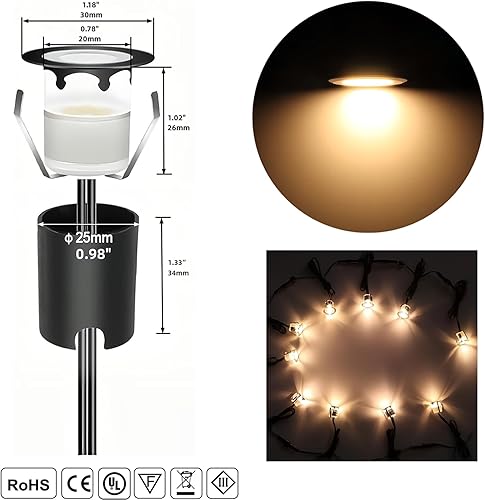 Miniatura 3 de RNEHON - Luz LED empotrable de color blanco cálido, luces de paso de bajo voltaje de 12 V con carcasa protectora, 1.18 luces de paisaje al aire