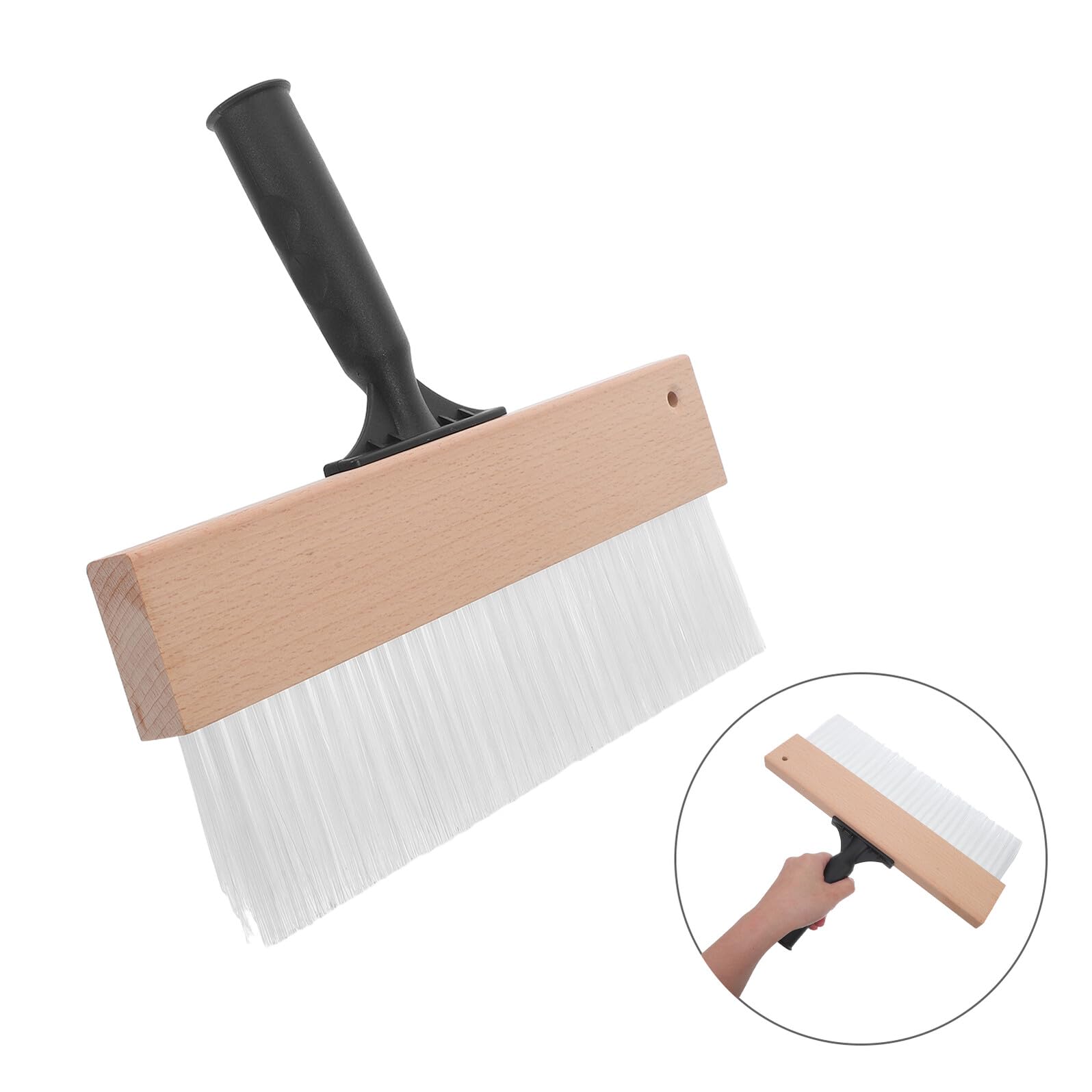 POPETPOP Pennello Angolato per Pittura Artistica 32 Cm Setole Sintetiche Resistenti, Manico in Legno Leggero per Decorazioni Murali Fai da Te e Texture su Pareti e Mobili