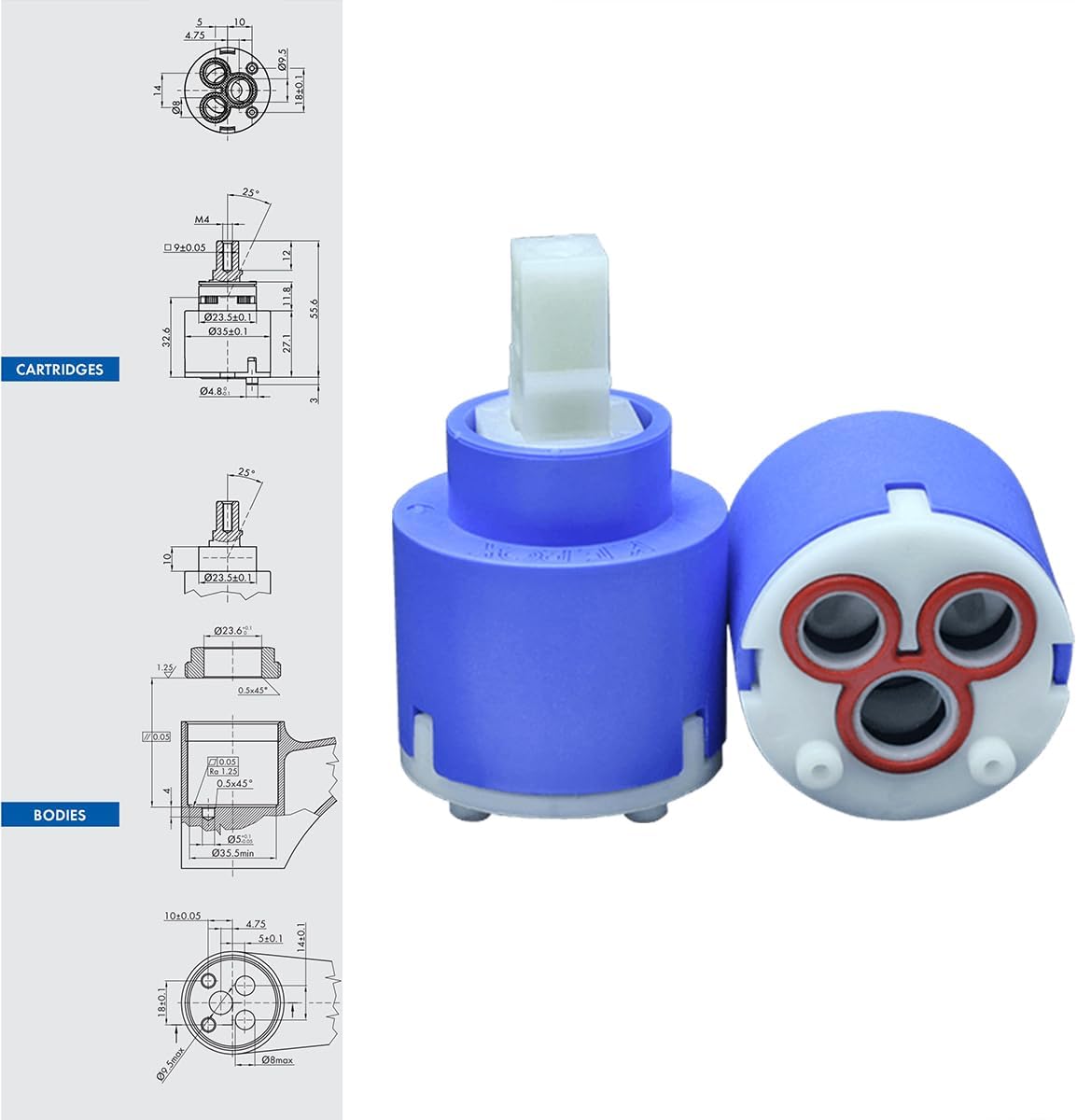 K35A Faucet Cartridge, Replacement Cartridge Compatible with La Torre, Gerber, Danze & Moen, Single Lever Shower Tub Repair, Tub Faucet Cartridges, Kitchen & Bathroom Faucet Cartridge Replacement