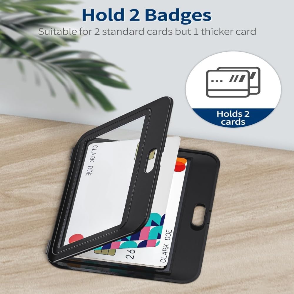Porte-badge Double Face Transparent – 3 Pièces – Protection Cartes ID, Bus, école – Noir