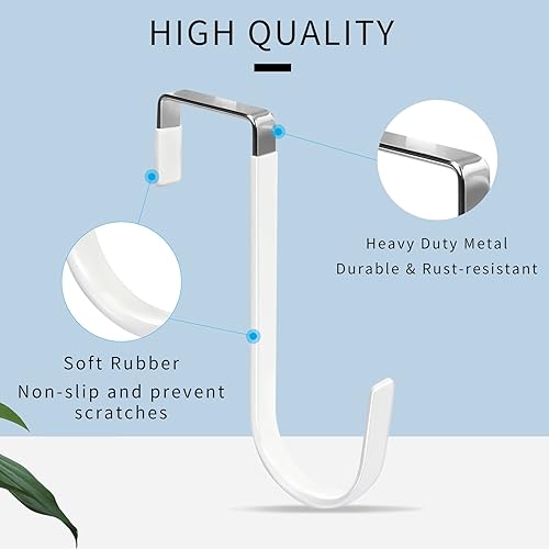 Vista 60 de FYY Ganchos para colgar sobre la puerta, paquete de 4 ganchos de goma para evitar arañazos, organizador resistente para sala de estar, baño