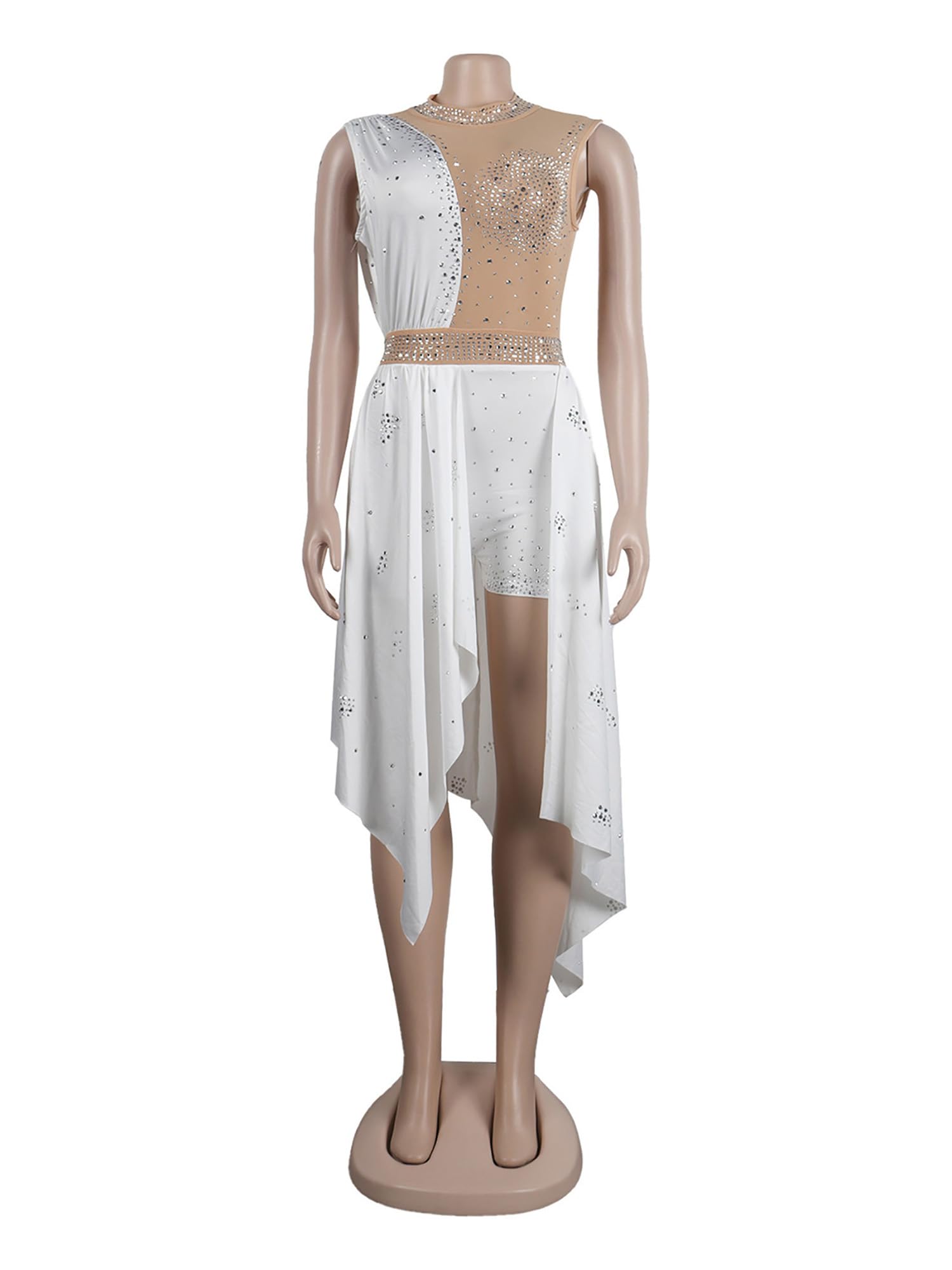 Aislor Femme Sans Manches Combinaisons Pour Fête Boîte Nuit Shorts Ajustés En Mesh Avec Paillettes Tenue Nuit Sans Manches Été