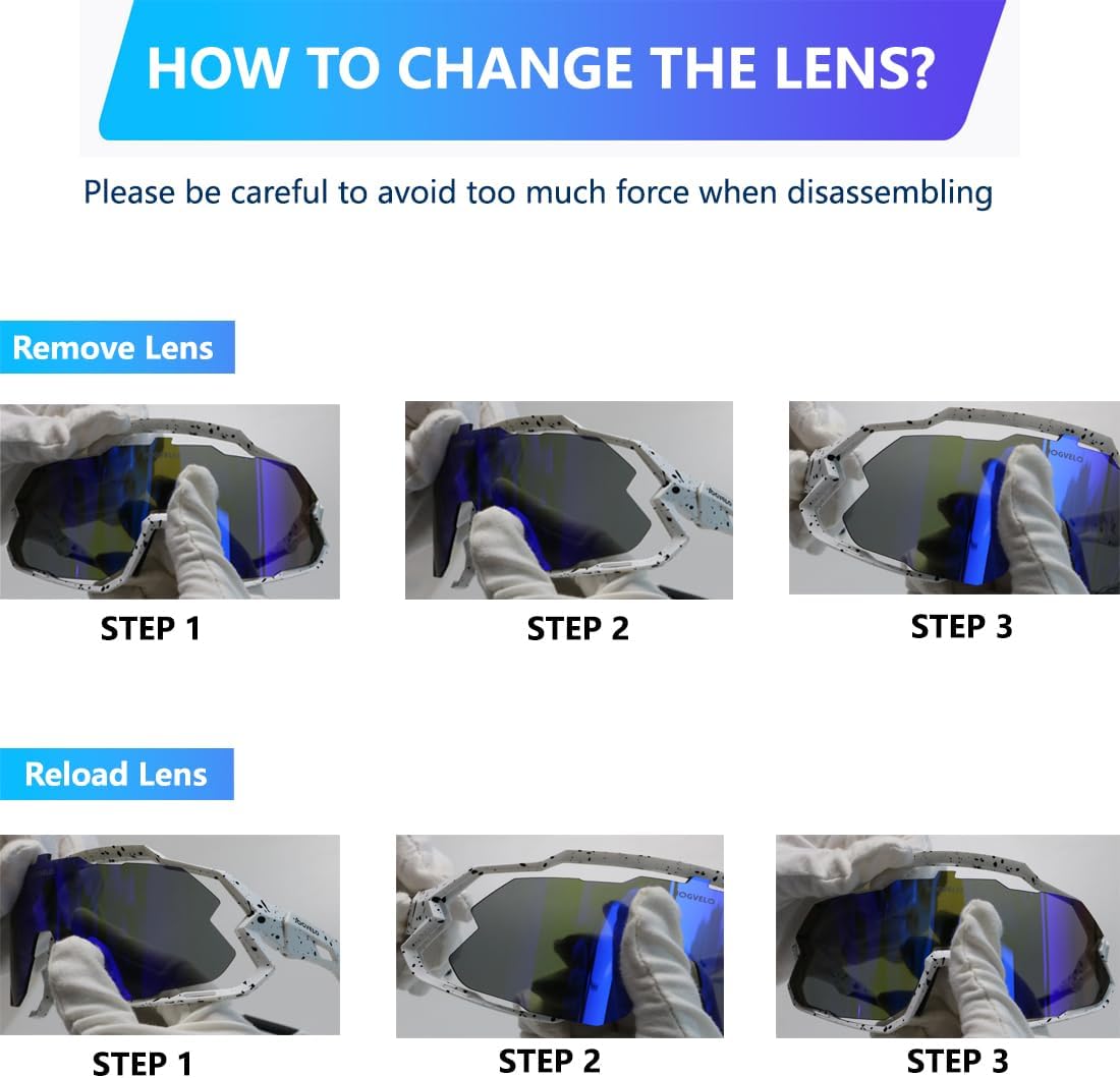 Cycling Glasses, Sport Sunglasses Polarized for Men/Women/Youth with 3 Interchangeable Lens White&blue Blue image 7 of 7 B0DQY3JR7T