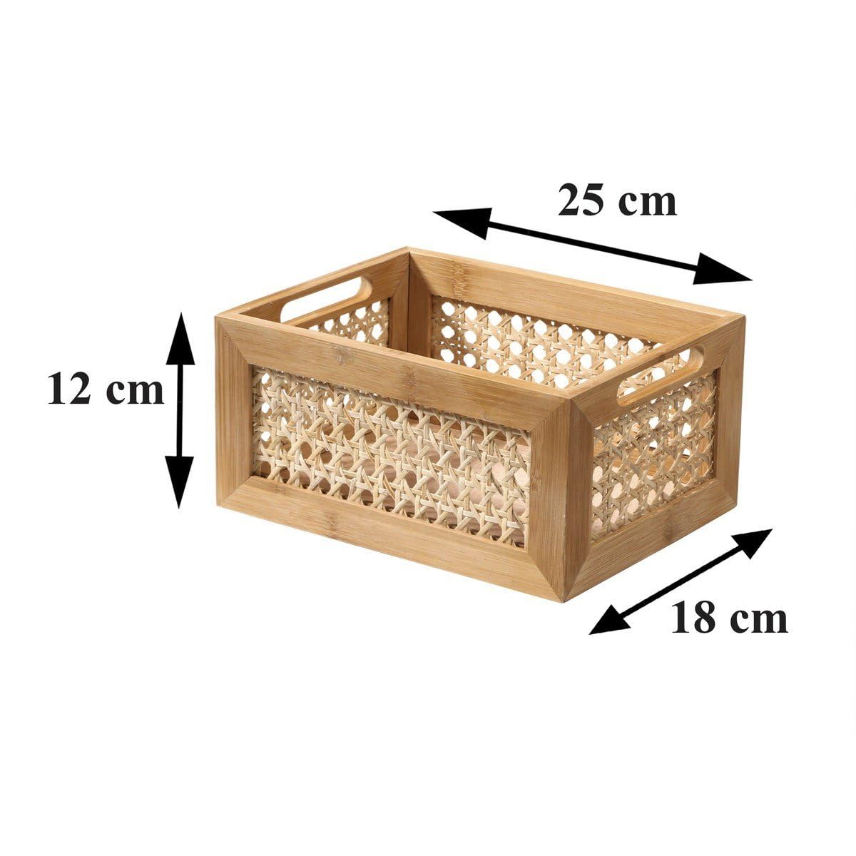 Calicosy Boîte en Bambou et Rotin Petit Modèle - H12 cm - En Bambou - Rangement - Pour Chambre, Dressing - L25 x l18 x H12 cm