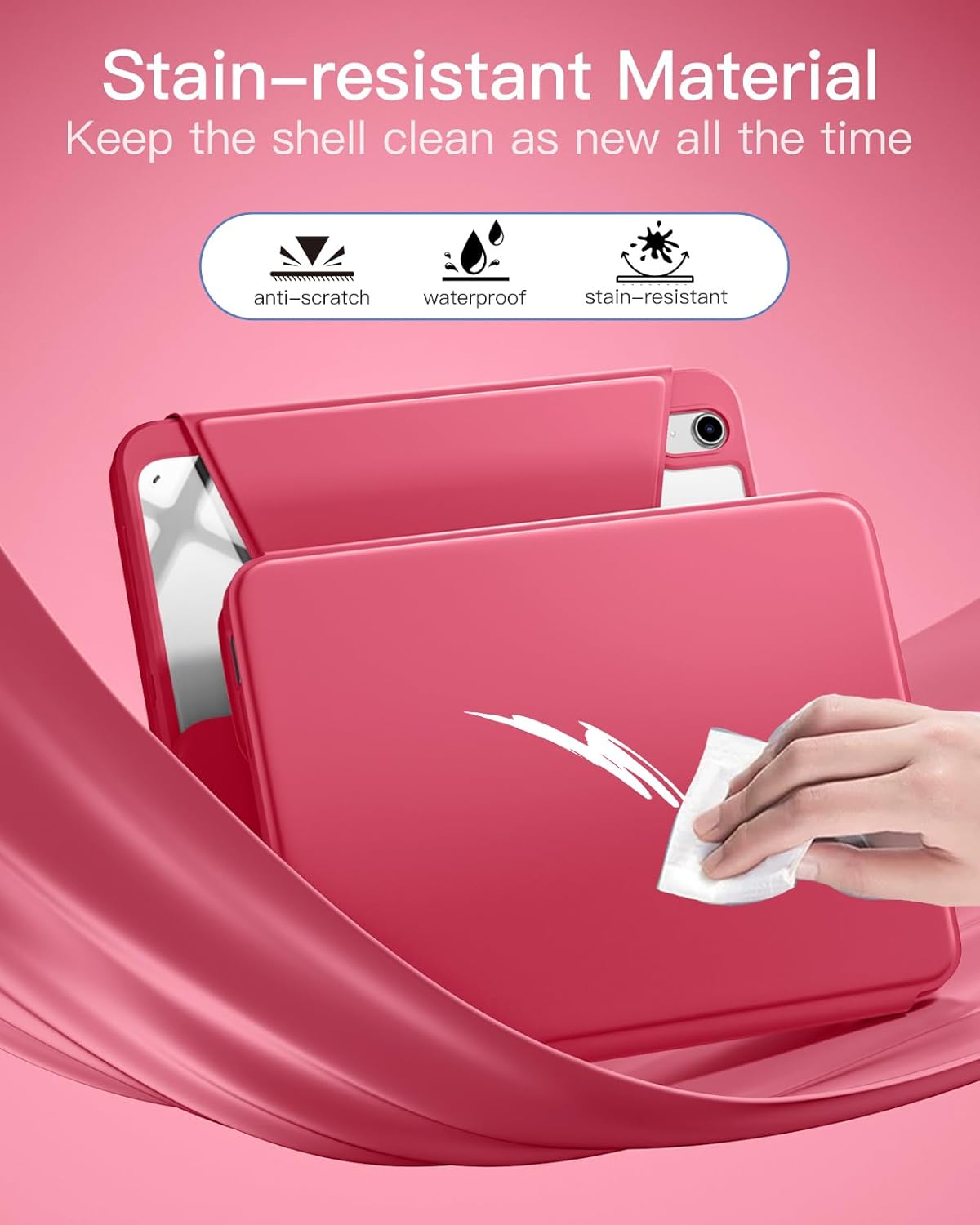 kidopire Compatible with iPad 11th 10th Generation Case with Keyboard - Detachable Wireless Keyboard Case for iPad A16 11-inch 2025 & 10.9-inch 2022, 7 Colors Backlit & 360° Rotatable Cover, Pink