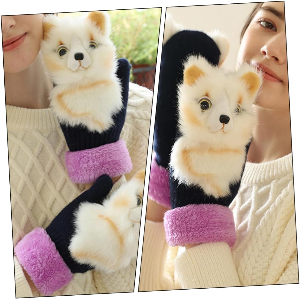 BESPORTBLE 1pair Portable Warm Gloves for Daily Use Comfortable Winter Cat Gloves Thick Hand-woven Design for Skiing Snowboarding and Ice Skating for Boys and Girls