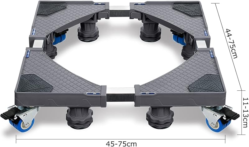 XMTECH Állítható Mosógép Alap 45-75cm, Görgős Hordozható Talp Mosógéphez Hűtőhöz Szárítógéphez