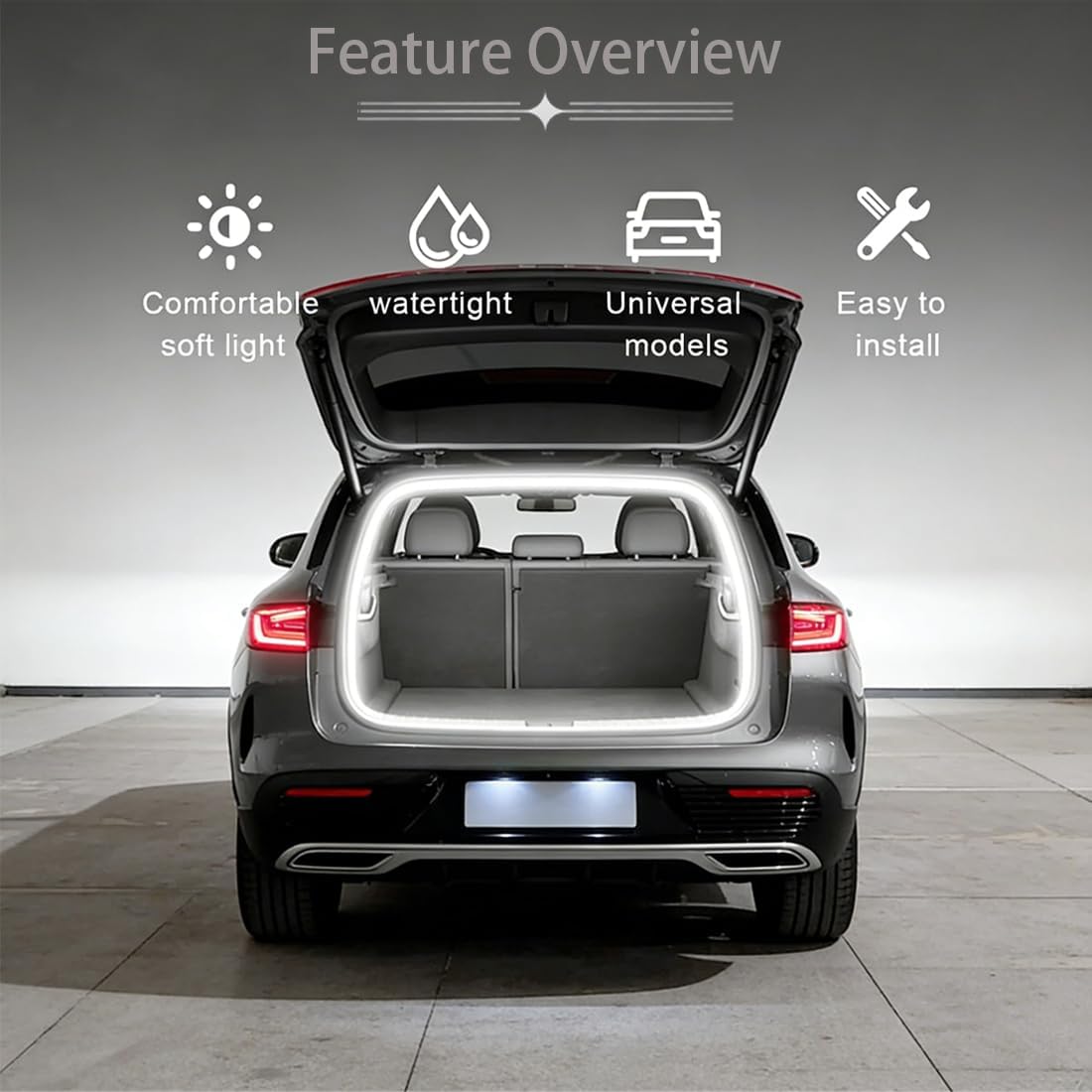 Car Trunk Light Strip,LED Strip for Car Trunk,157.48in White Waterproof Flexible Trunk Led Light,Universal Fit for SUV,Car.