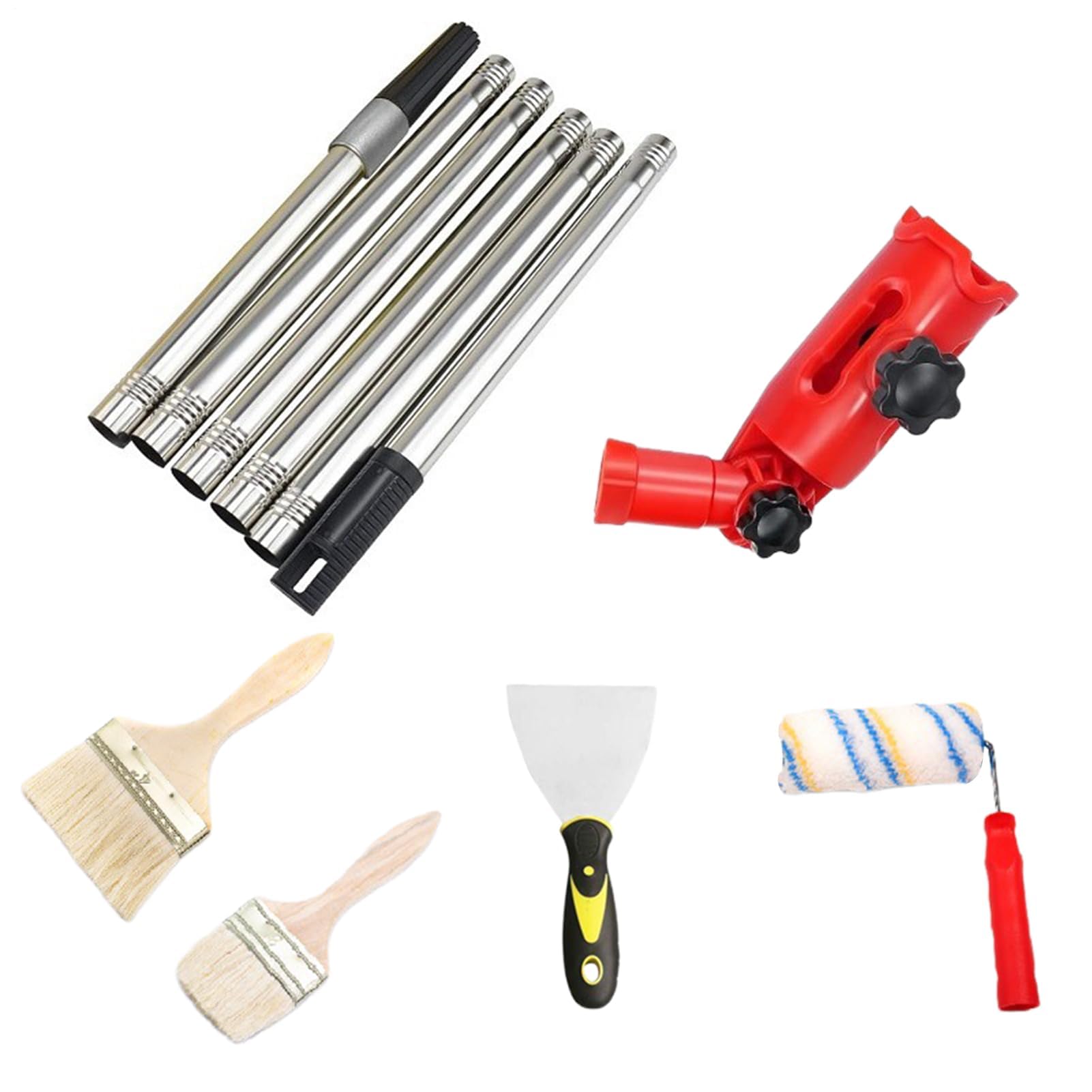 Set di rulli multifunzione con manico allungabile e pennello, ideale per ritocchi di casa, lavori artigianali, recinzioni, pavimenti, soffitti, porte, pareti e pellicce