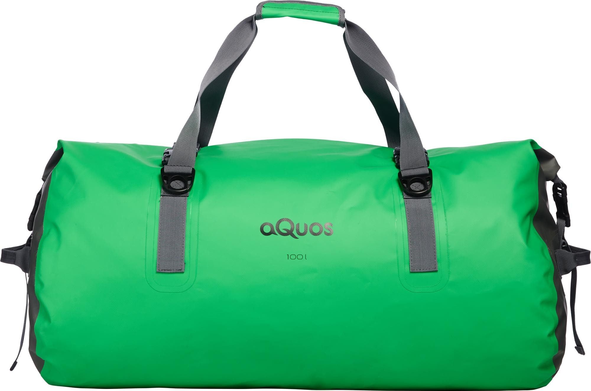 aQuos 100L wasserdichte Reisetasche – Dry Bag XXL aus LKW-Plane | Robuste Outdoor-Tasche mit Rucksackfunktion, Rollverschluss & Schultergurten (Grün)
