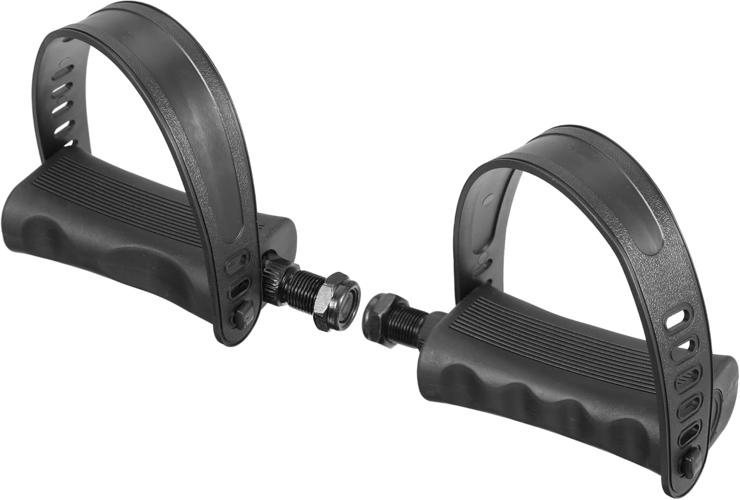 X AUTOHAUX 1 Pair Exercise Bike Pedals with Straps 9/16 Inch Spindle Cycling Parts 14mm Spindle Black