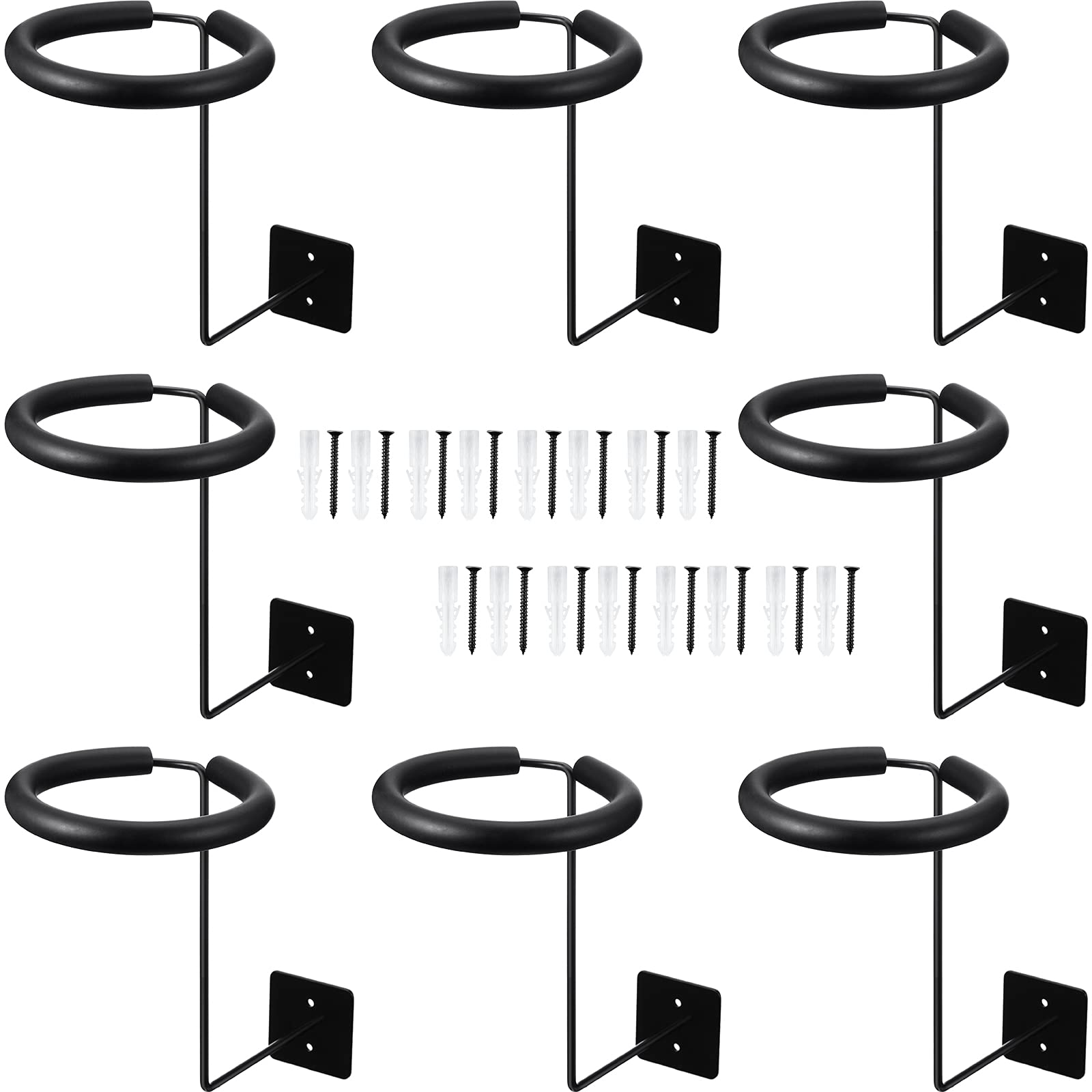 Frienda Wall-mounted Motorcycle Accessories Black Helmet Holders Metal Multifunctional Helmet Racks with Sponge Tubes and Expansion Screws for Basketball Hat Cap(8 Pieces)