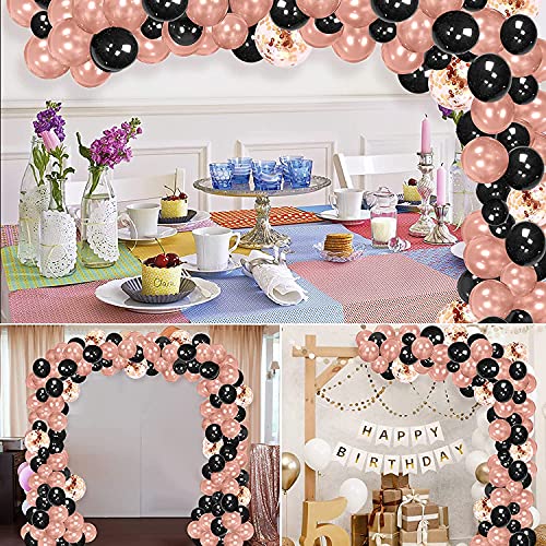 Image of Pearl Latex Balloon Arch Decoration Kit (Rose Gold, Black) -112 Pieces