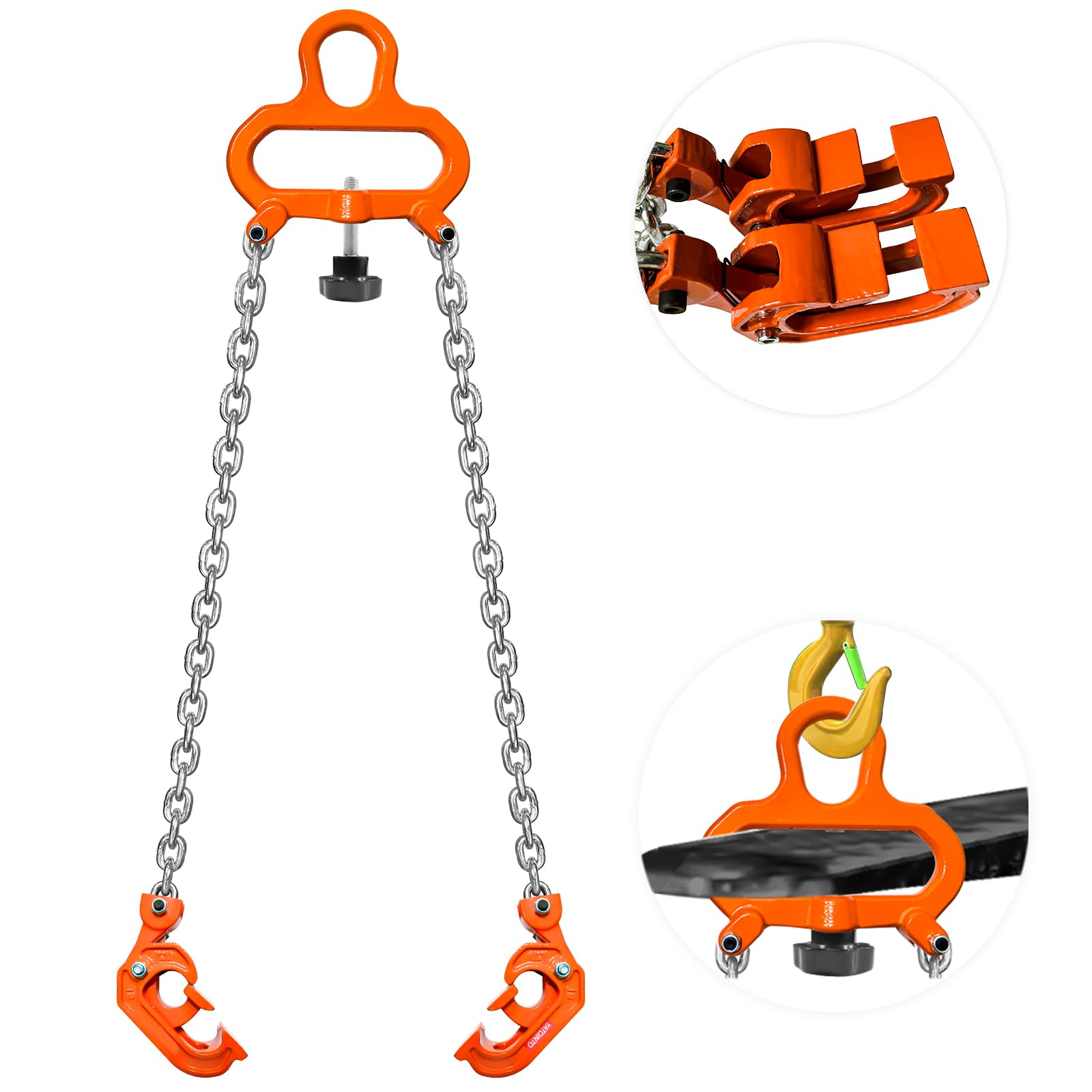 YATOINTO Updated Chain Drum Lifter 2200 lbs 1Ton with Knob Screw Fixation Drum Lifter G80 Galvanized Lifting Chain Self-Lock Hook for Handling 55 Gallon Plastic and Metal Drum by Forklift or Cranes