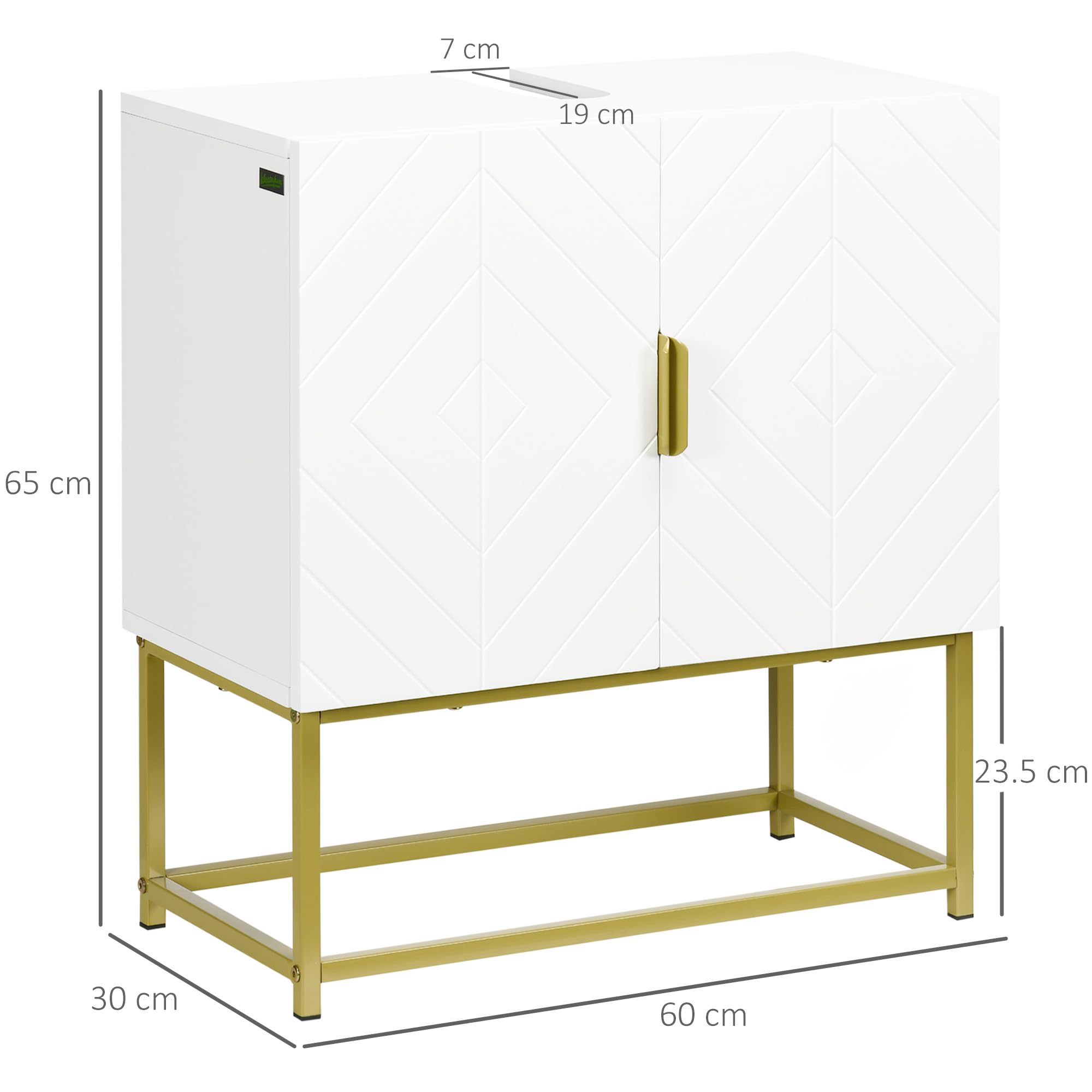 kleankin Meuble Salle de Bain sous Lavabo 60L x 30l x 65H cm Blanc