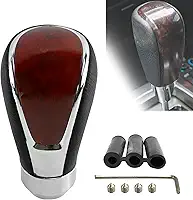 RYANSTAR RACING Maçaneta de câmbio de fibra de carbono preta piano com acabamento em couro e nogueira - câmbio universal compatível com interiores japoneses de luxo sedans/SUVs/híbridos (transmissão