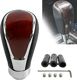 RYANSTAR RACING Maçaneta de câmbio de fibra de carbono preta piano com acabamento em couro e nogueira - câmbio universal compatível com interiores japoneses de luxo sedans/SUVs/híbridos (transmissão