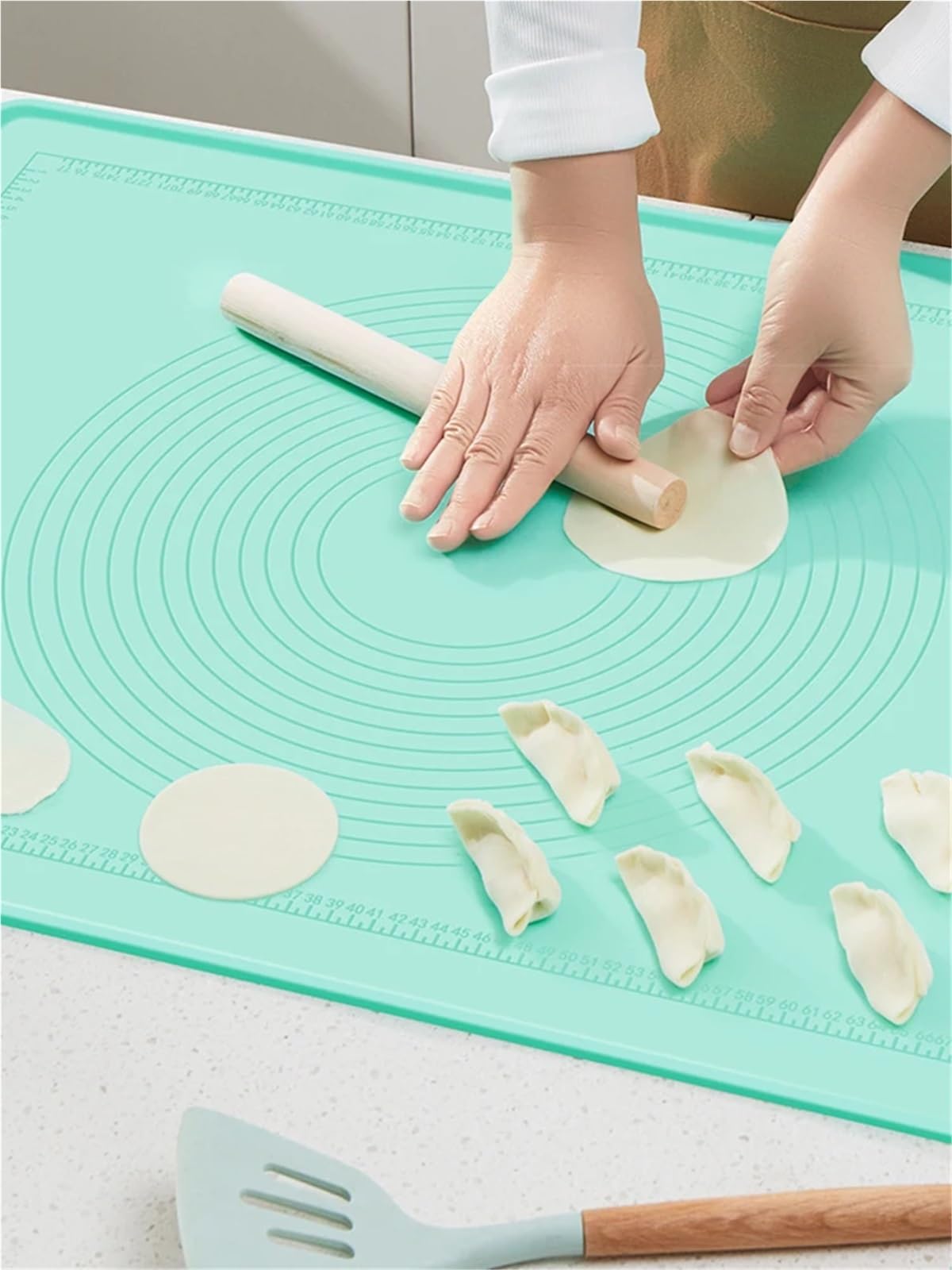Teigknetmatte Extra große Silikon-Knetmatte, verdicktes Schneidebrett, Backbrett, Antihaftbeschichtung und Nudelmatte for den Haushalt(60x85cm)