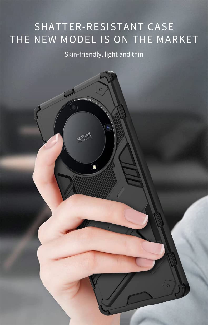 Custodia Antiurto ELECTRO-WEIDEWORLD Per Honor Magic 5 Lite 5G Con Supporto Integrato - Nero - 5
