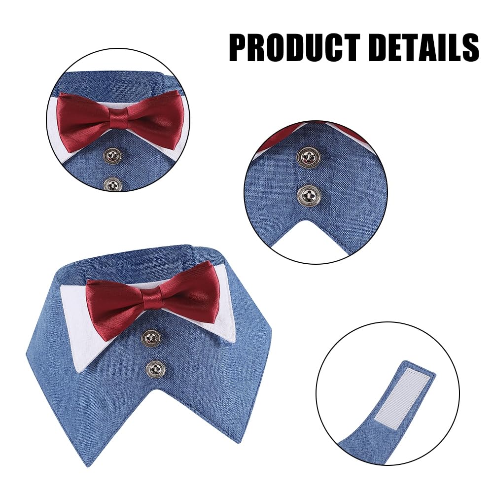 Bandana da Smoking per Cani, Collare Formale con Papillon Rosso per Cane di Piccola Media e Grande per Festa di Natale, Cosplay Matrimonio Compleanno Fidanzamento