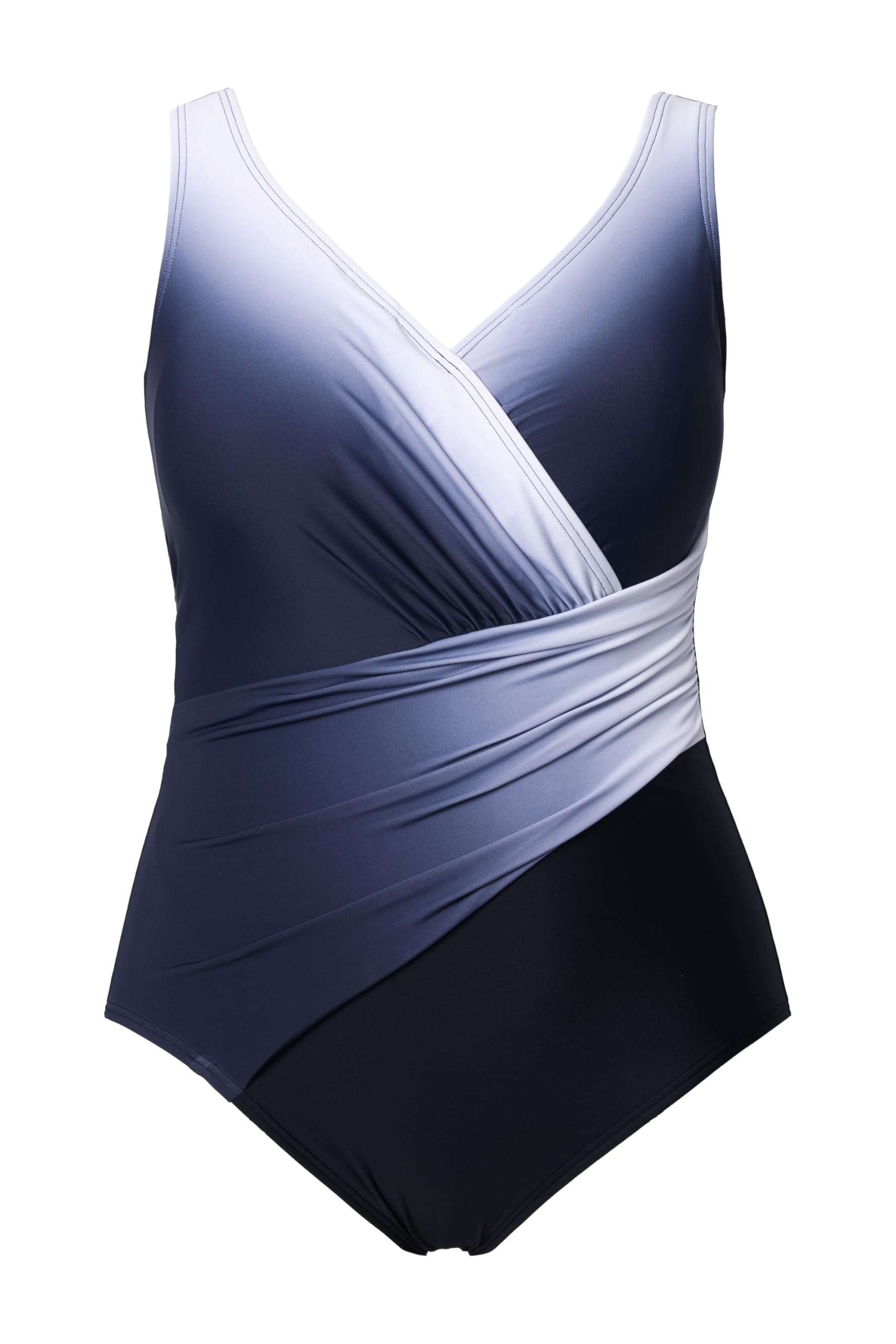 Ulla Popken Badeanzug Dana, Wickel, Verlauf B&w Costume da Bagno One Piece Donna
