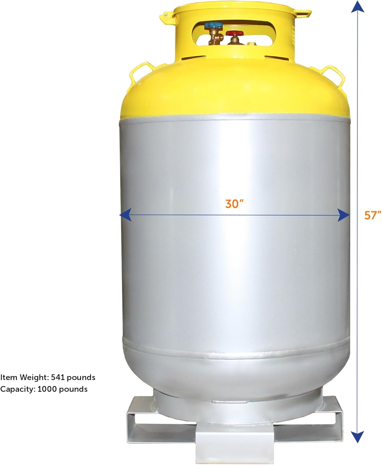 Flame King 1000LB Refrigerant Recovery Cylinder Tank with Forklift Footer, 400 PSI, DOT Compliant