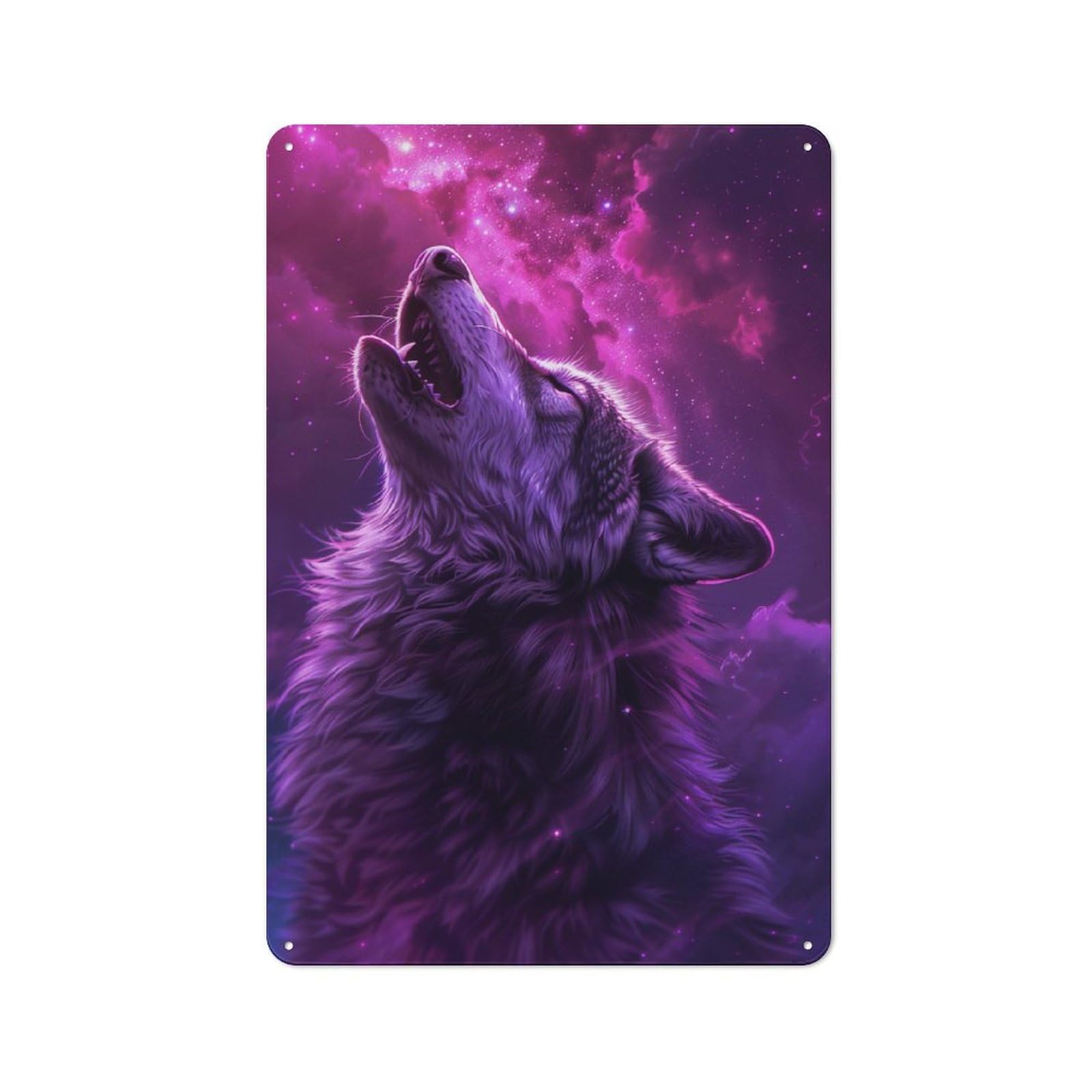 Junmoney Cosmic Wolf Galaxy Metal Sign 30X20cm With For Pub Or Café, Retro Decor, For Vintage Wall Decor Fans, For Garage And Workshop Walls